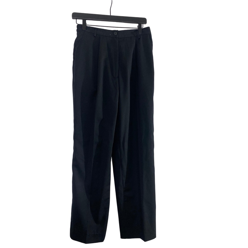 Appleseed's Dress Pants Women 8 Black Excellent Wool Pleated Straight Leg L427